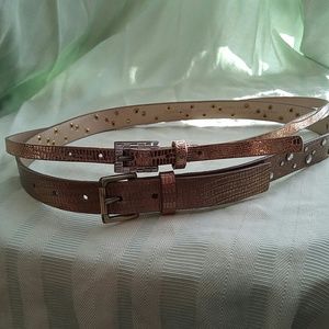 Bundle of 2 Calvin Klein Bronze/Bling Belts M/L